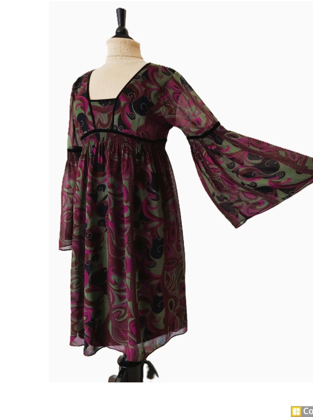 Eva Blue Vintage, Whimsigoth/Y2K  Babydoll, Dress SZ 14-16 100% Rayon